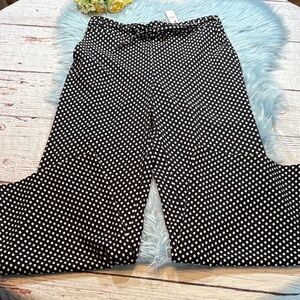 NWT Talbots Black White Polka Dot Tie Waist Pants sz M